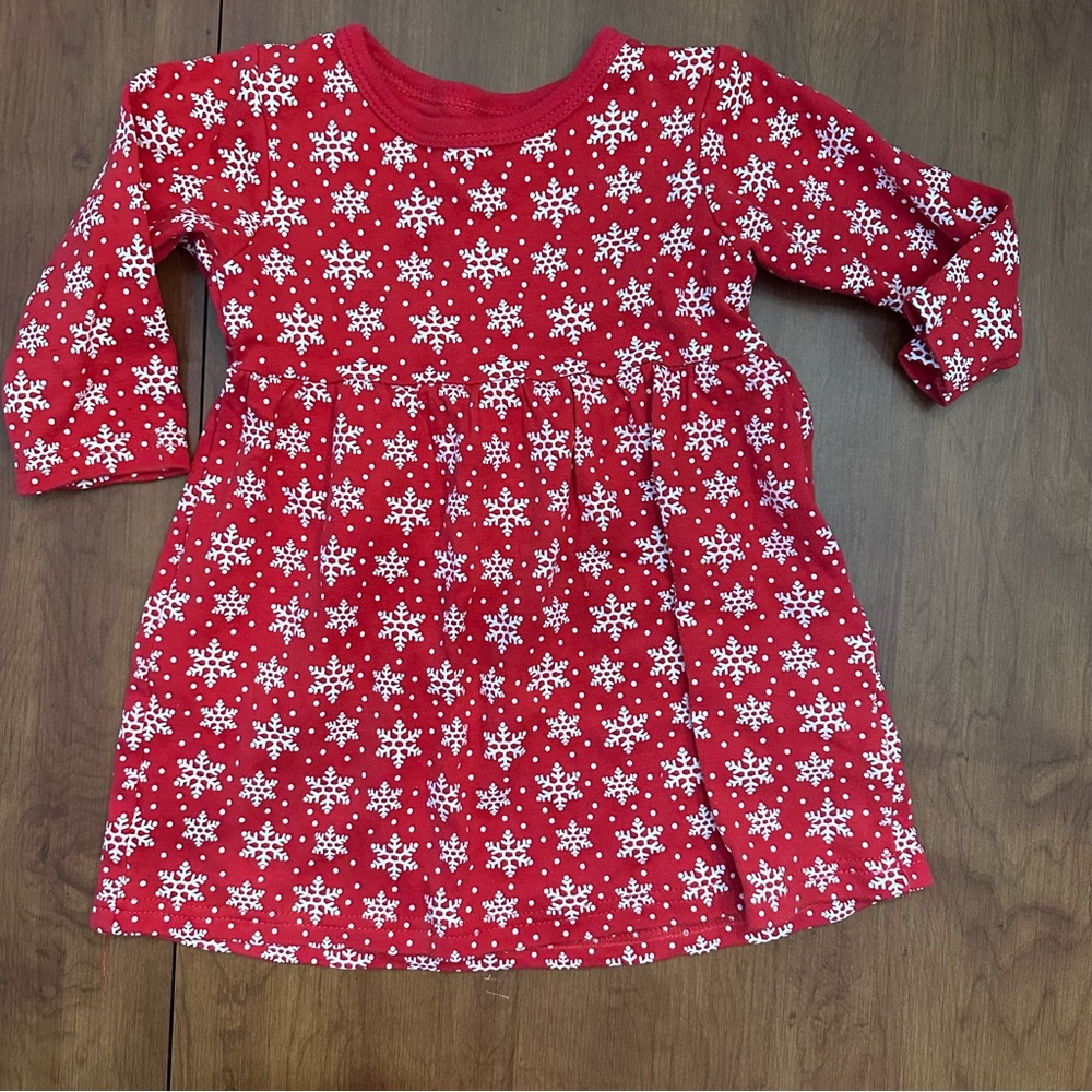 Red Snowflake winter Christmas long sleeve dress 18 months toddler girls